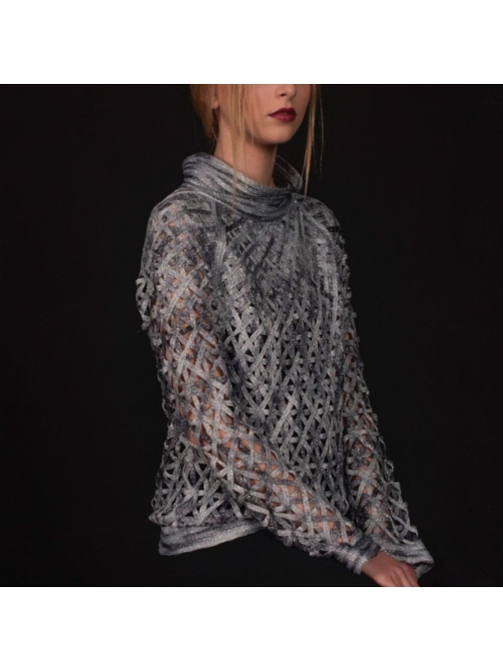 Pe De Chumbo Handmade Open Knit Woven Cocktail Party Top  Gold, Bronze, Black